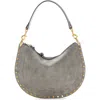 Isabel Marant Oskan Soft Suede Zipped Shoulder Bag In Gray