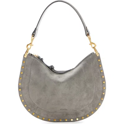 Isabel Marant Oskan Soft Suede Zipped Shoulder Bag In Gray
