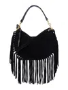 Isabel Marant Oskan Soft Fringed Suede Shoulder Bag In Black