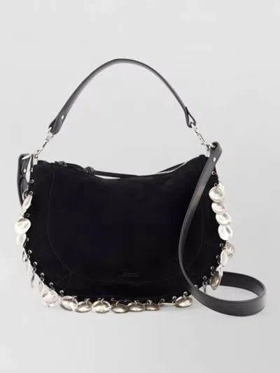 Isabel Marant Oskan Soft Zipped Bag In Black Suede With Medals