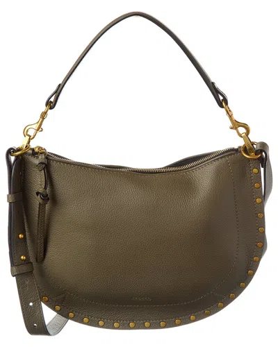 Isabel Marant Oskan Soft Zip Leather Shoulder Bag In Green