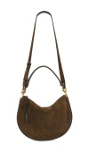Isabel Marant Suede-finish Soft Zip Shoulder Bag With Decorative Stitching In Brown