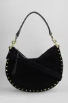 Isabel Marant Oskan Soft Zip Shoulder Bag In Black Suede And Leather In Black