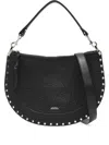 Isabel Marant Soft Zip Shoulder Bag With Studded Detail In Black