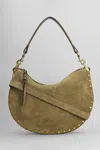 Isabel Marant Oskan Soft Zip Shoulder Bag In Taupe Suede In Green