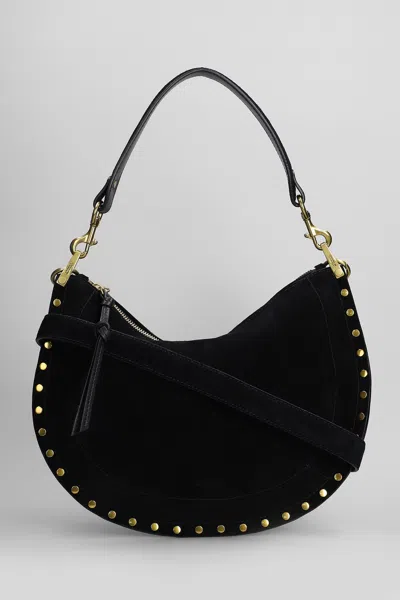 Isabel Marant Oskan Soft Zip Shoulder Bag In Black Suede And Leather