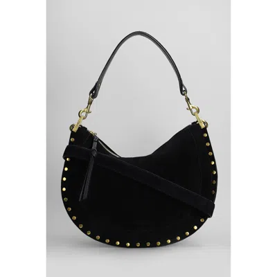 Isabel Marant Oskan Soft Zip Shoulder Bag In Black Suede And Leather