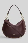 Isabel Marant Oskan Soft Zip Shoulder Bag In Bordeaux Leather In Burgundy