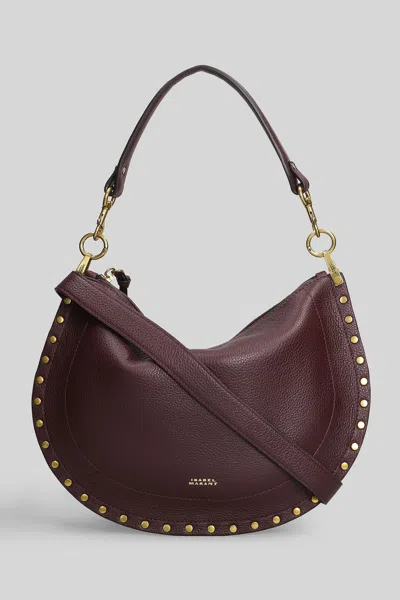 Isabel Marant Oskan Soft Zip Shoulder Bag In Bordeaux Leather In Burgundy