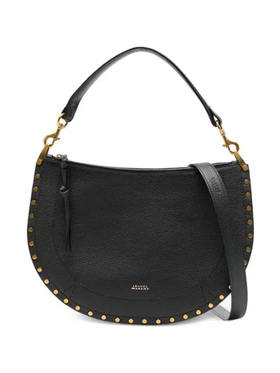 Isabel Marant Oskan Soft Zip Studded Half-moon Tote Bag In Black