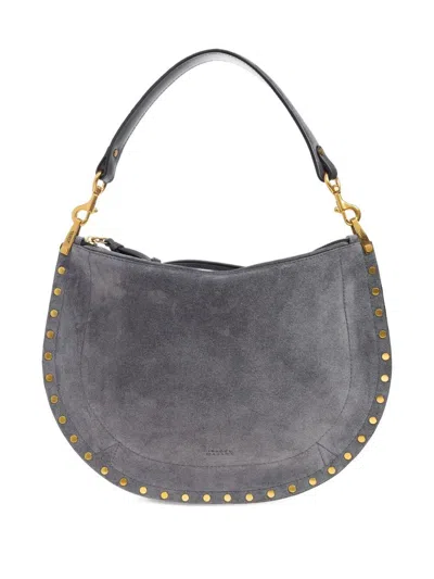Isabel Marant Oskan Soft Zip Suede Shoulder Bags In Gray