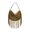 Isabel Marant 'oskan Soft' Brown Bag With Stud Decorations And Fringed Edge In Brown
