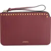Isabel Marant Oskan Stud Leather Flat Pouch In Burgundy