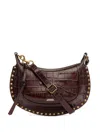 Isabel Marant Oskan Studded Croc-embossed Shoulder Bag In Brown