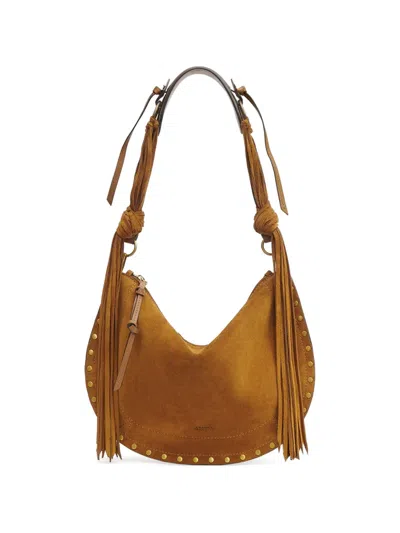 Isabel Marant Oskan Studded Fringed Shoulder Bag In Brown