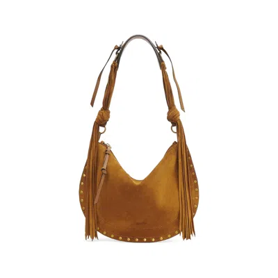 Isabel Marant Oskan Studded Fringed Shoulder Bag In Brown