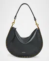 Isabel Marant Oskan Studded Grainy Leather Shoulder Bag In Black
