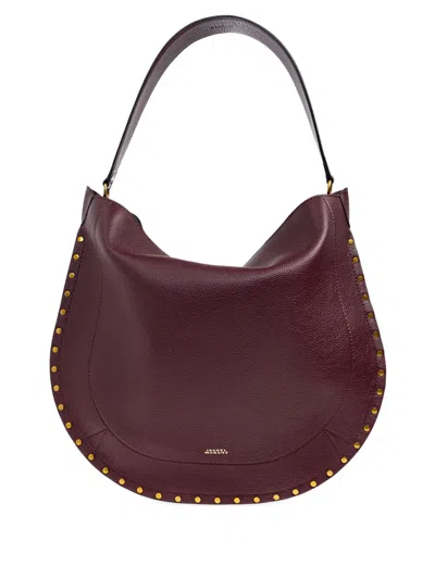 Isabel Marant Oskan Studded Shoulder Bag In Burgundy