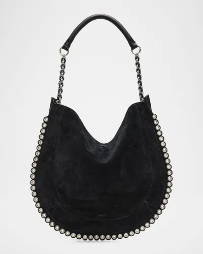 Isabel Marant Oskan Studded Soft Suede Hobo Bag In Black