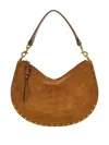 Isabel Marant Zipped Studded Suede Shoulder Bag In Braun