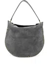 Isabel Marant Oskan Studded Suede Shoulder Bag In Gray