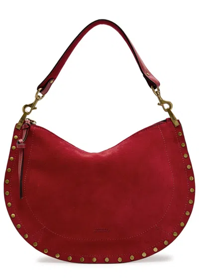 Isabel Marant Oskan Studded Suede Shoulder Bag In Red
