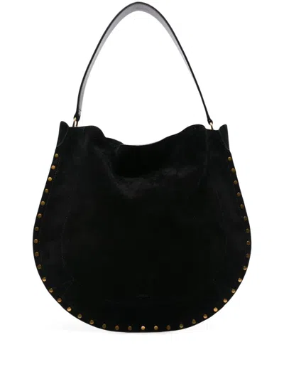 Isabel Marant Oskan Suede Leather Hobo Bag In Black