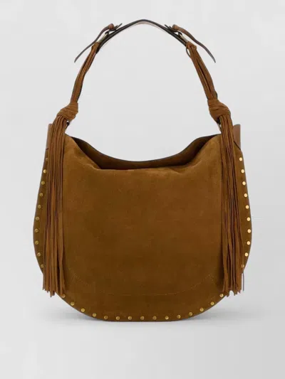 Isabel Marant Oskan Suede Shoulder Bag Fringe Studs