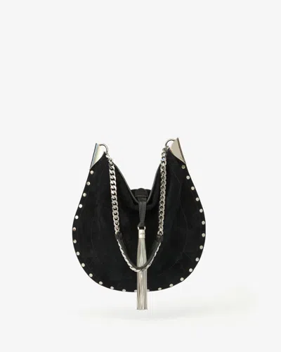 Isabel Marant Oskan Tassel Hobo Bag In Black And Silver