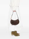 Isabel Marant Oskan Topstitch Suede Shoulder Bag In Brown