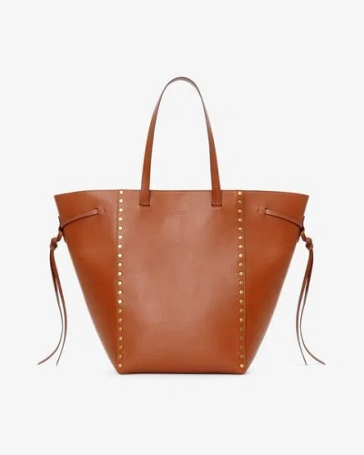Isabel Marant Oskan Studded Leather Tote Bag In Cognac