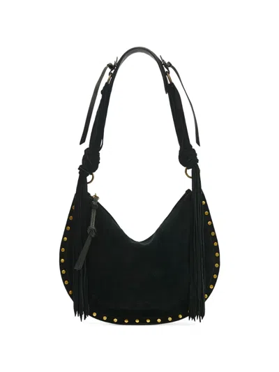 Isabel Marant Oskin Soft Studded Half-moon Shoulder Bag In Black