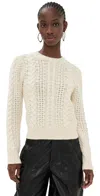 Isabel Marant Basiliane Cable-knit Wool-blend Sweater In Ecru
