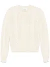 Isabel Marant Wool Cable Knit Sweater In White