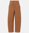 Isabel Marant Button-fastening Cotton Trousers In Brown