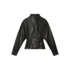 Isabel Marant Tressy Leather Jacket Collared Long Sleeves In Multi