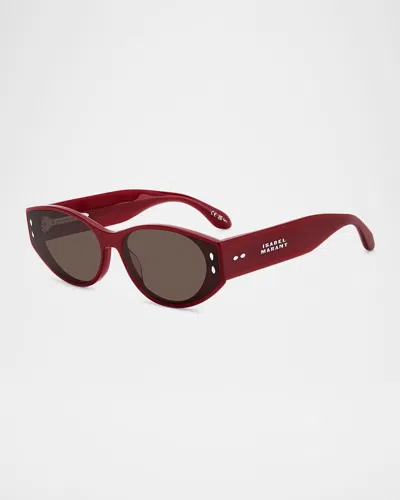 Isabel Marant Oval Acetate Sunglass In Red