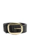 Isabel Marant Oval Buckle Leather Belt In Black