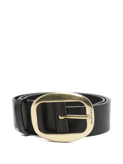 Isabel Marant Oval Buckle Leather Belt In Black