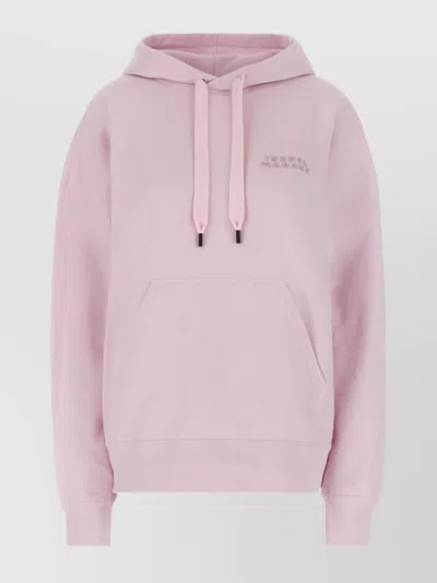 Isabel Marant Oversize Cotton Blend Sweatshirt With Drawstring Hood In Pink