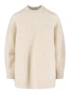 Isabel Marant Relaxed Fit High Neck Sweater With Longer Hem In Neutral