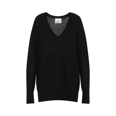 ISABEL MARANT ISABEL MARANT OVERSIZED BLACK SWEATER WITH DEEP V-NECKLINE
