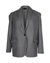 Isabel Marant Oversized Blazer Jacket In Grey Virgin Wool In Grey