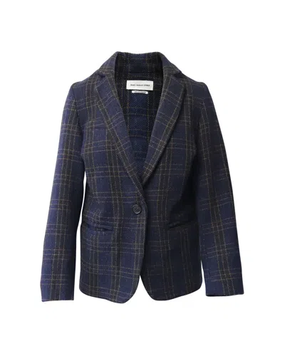Isabel Marant Oversized Plaid Blazer In Navy Blue Wool
