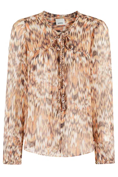 Isabel Marant Oversized Silk Voile Blouse With Braided Tie Detail