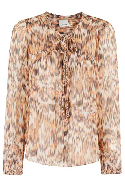 Isabel Marant Oversized Silk Voile Blouse With Braided Tie Detail