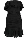 Isabel Marant Oxani Strapless Broderie Anglaise-trimmed Ramie Mini Dress In Black