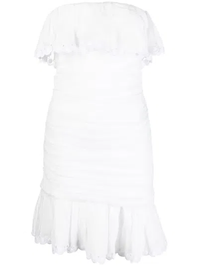 Isabel Marant Oxani Strapless Asymmetric Broderie Anglaise Ramie Mini Dress In White