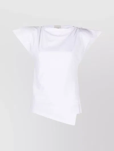 Isabel Marant Padded Boat Neck T-shirt With Asymmetric Hem In White