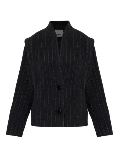 Isabel Marant Padded Pinstripe Coat In Gray